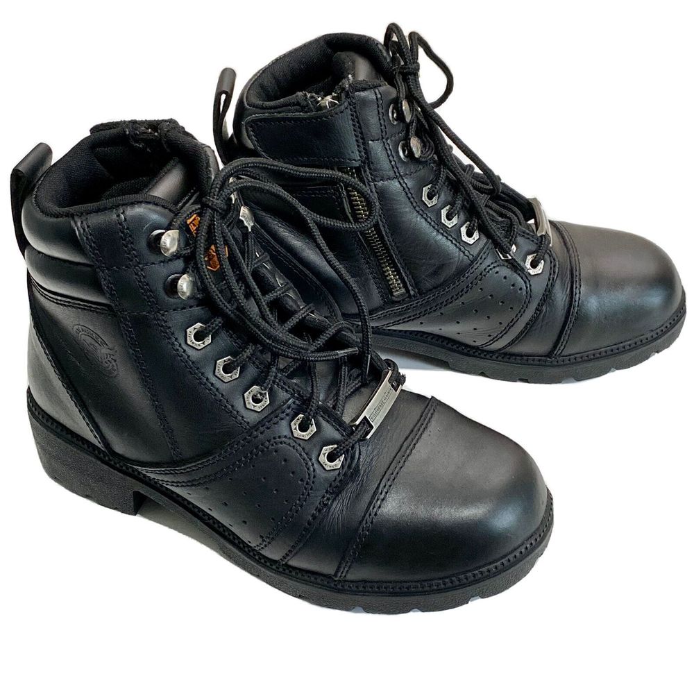 Milwaukee Leather MBL9300 Women's 6.5 Black Lace-Up Leather Motorcycle Boots